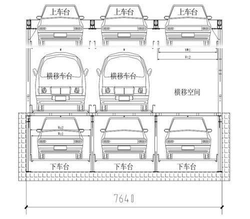 三層升降橫移底坑式立體停車庫(kù)