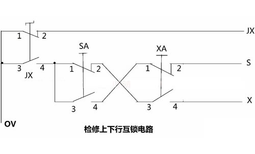 電梯檢修上下行互鎖電路